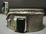 Museum Navajo #8 Number 8 Turquoise Native American Jewelry Silver Tufa Cast Bracelet- 151 Grams!-Nativo Arts