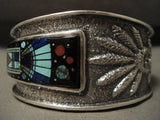 Museum Navajo 'Space Age Kachina' Turquoise Native American Jewelry Silver Bracelet-Nativo Arts