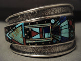 Museum Navajo 'Space Age Kachina' Turquoise Native American Jewelry Silver Bracelet-Nativo Arts