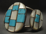 Museum Old Navajo Native American Jewelry jewelry checkerboard Turquoise Bracelet-Nativo Arts