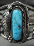Museum Qaulity Vintage Navajo Carico Lake Turquoise Native American Jewelry Silver Bracelet-Nativo Arts