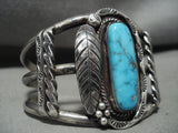 Museum Qaulity Vintage Navajo Carico Lake Turquoise Native American Jewelry Silver Bracelet-Nativo Arts
