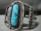 Museum Qaulity Vintage Navajo Carico Lake Turquoise Native American Jewelry Silver Bracelet-Nativo Arts