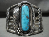 Museum Qaulity Vintage Navajo Carico Lake Turquoise Native American Jewelry Silver Bracelet-Nativo Arts