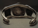 Museum Quality Huge Vintage Navajo #8 Turquoise Mirror Leaf Native American Jewelry Silver Bracelet-Nativo Arts