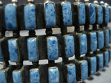 Museum Quality Modernistic Native American Jewelry Navajo Denim Lapis Squared Sterling Silver Bracelet-Nativo Arts