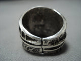 Museum Quality Mutli Technique Sterling Silver Turquoise Native American Jewelry Navajo Ring-Nativo Arts