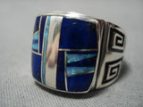 Museum Quality Native American Navajo Kenny Bitsie Opal Lapis Sterling Silver Ring Old-Nativo Arts