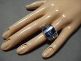 Museum Quality Native American Navajo Kenny Bitsie Opal Lapis Sterling Silver Ring Old-Nativo Arts