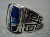 Museum Quality Native American Navajo Kenny Bitsie Opal Lapis Sterling Silver Ring Old-Nativo Arts
