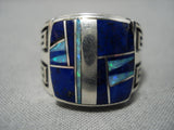 Museum Quality Native American Navajo Kenny Bitsie Opal Lapis Sterling Silver Ring Old-Nativo Arts