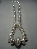 Museum Quality Navajo Native American Jewelry jewelry Tubule Sterling Silver Jacla Necklace-Nativo Arts