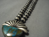 Museum Quality Navajo Turquoise Native American Jewelry Silver Flare Necklace-Nativo Arts