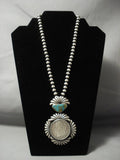 Museum Quality Navajo Turquoise Native American Jewelry Silver Flare Necklace-Nativo Arts