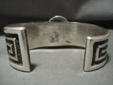 Museum Quality Navajo 'Webbed Turquoise' Geometric Tufa Native American Jewelry Silver Bracelet-Nativo Arts