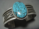 Museum Quality Navajo 'Webbed Turquoise' Geometric Tufa Native American Jewelry Silver Bracelet-Nativo Arts