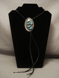 Museum Quality Old Zuni Snake Nieto Turquoise Native American Jewelry Silver Bolo Tie Old Vtg-Nativo Arts