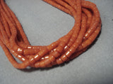 Museum Quality Santo Domingo Coral Heishi Sterling Native American Jewelry Silver Necklace-Nativo Arts
