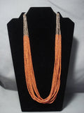 Museum Quality Santo Domingo Coral Heishi Sterling Native American Jewelry Silver Necklace-Nativo Arts