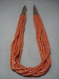 Museum Quality Santo Domingo Coral Heishi Sterling Native American Jewelry Silver Necklace-Nativo Arts
