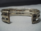 Museum Quality Squared Turquoise Vintage Native American Jewelry Navajo Sterling Silver Bracelet Old-Nativo Arts