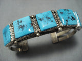 Museum Quality Squared Turquoise Vintage Native American Jewelry Navajo Sterling Silver Bracelet Old-Nativo Arts