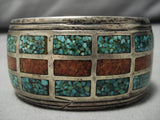 Museum Quality Thick Heavy Vintage Native American Navajo Turquoise Sterling Silver Bracelet-Nativo Arts