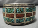 Museum Quality Thick Heavy Vintage Native American Navajo Turquoise Sterling Silver Bracelet-Nativo Arts