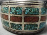 Museum Quality Thick Heavy Vintage Native American Navajo Turquoise Sterling Silver Bracelet-Nativo Arts