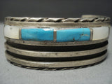 Museum Quality!! Thick Heavy Vintage Navajo Turquoise Sterling Native American Jewelry Silver Bracelet-Nativo Arts