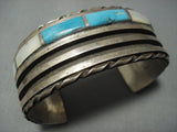 Museum Quality!! Thick Heavy Vintage Navajo Turquoise Sterling Native American Jewelry Silver Bracelet-Nativo Arts