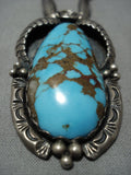 Museum Quality Vintage Native American Jewelry Navajo Bisbee Turquoise Sterling Silver Necklace Old-Nativo Arts