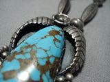 Museum Quality Vintage Native American Jewelry Navajo Bisbee Turquoise Sterling Silver Necklace Old-Nativo Arts