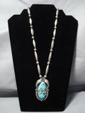 Museum Quality Vintage Native American Jewelry Navajo Bisbee Turquoise Sterling Silver Necklace Old-Nativo Arts