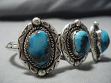 Museum Quality Vintage Native American Jewelry Navajo Blue Thunder Turquoise Sterling Silver Bracelet-Nativo Arts