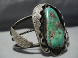 Museum Quality Vintage Native American Jewelry Navajo Candelaria Turquoise Sterling Silver Bracelet Old-Nativo Arts