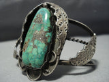 Museum Quality Vintage Native American Jewelry Navajo Candelaria Turquoise Sterling Silver Bracelet Old-Nativo Arts