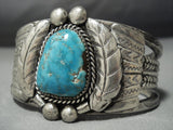 Museum Quality Vintage Native American Jewelry Navajo Carico Lake Turquoise Sterling Silver Bracelet Old-Nativo Arts