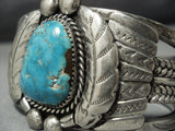 Museum Quality Vintage Native American Jewelry Navajo Carico Lake Turquoise Sterling Silver Bracelet Old-Nativo Arts