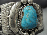 Museum Quality Vintage Native American Jewelry Navajo Carico Lake Turquoise Sterling Silver Bracelet Old-Nativo Arts