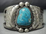 Museum Quality Vintage Native American Jewelry Navajo Carico Lake Turquoise Sterling Silver Bracelet Old-Nativo Arts