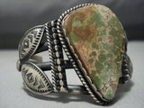 Museum Quality Vintage Native American Jewelry Navajo Green Turquoise Pau Begay Sterling Silver Bracelet-Nativo Arts