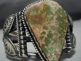 Museum Quality Vintage Native American Jewelry Navajo Green Turquoise Pau Begay Sterling Silver Bracelet-Nativo Arts