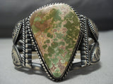 Museum Quality Vintage Native American Jewelry Navajo Green Turquoise Pau Begay Sterling Silver Bracelet-Nativo Arts