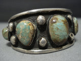 Museum Quality Vintage Native American Jewelry Navajo Green Turquoise Sterling Silver Bracelet Old-Nativo Arts
