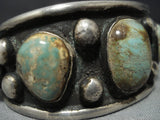 Museum Quality Vintage Native American Jewelry Navajo Green Turquoise Sterling Silver Bracelet Old-Nativo Arts