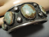 Museum Quality Vintage Native American Jewelry Navajo Green Turquoise Sterling Silver Bracelet Old-Nativo Arts