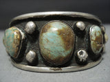Museum Quality Vintage Native American Jewelry Navajo Green Turquoise Sterling Silver Bracelet Old-Nativo Arts