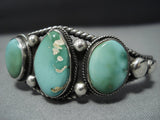 Museum Quality Vintage Native American Jewelry Navajo High Gr8 Green Turquoise Sterling Silver Bracelet-Nativo Arts