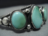 Museum Quality Vintage Native American Jewelry Navajo High Gr8 Green Turquoise Sterling Silver Bracelet-Nativo Arts